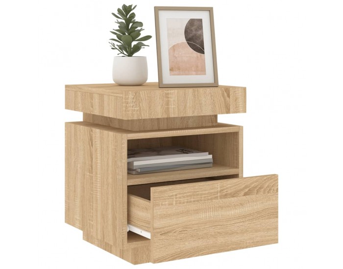 Sonata H Нощно шкафче с LED осветление, дъб сонома, 40x39x48,5 см