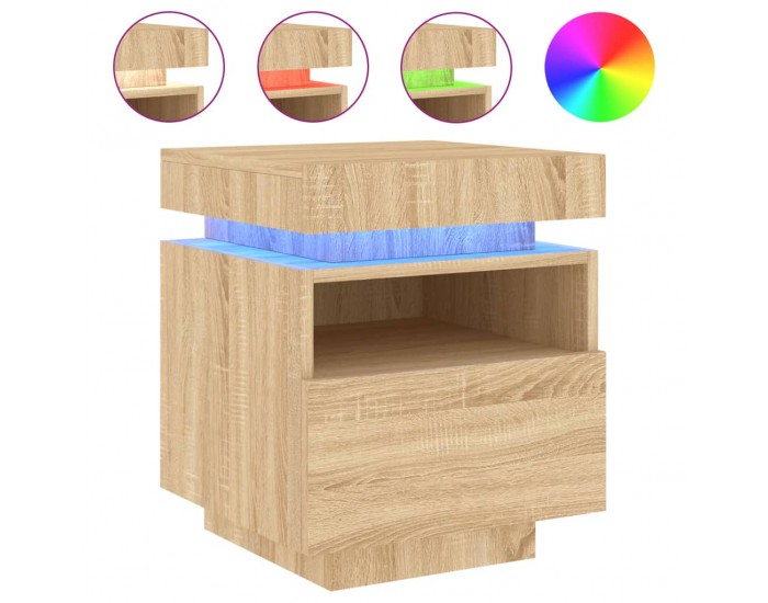 Sonata H Нощно шкафче с LED осветление, дъб сонома, 40x39x48,5 см