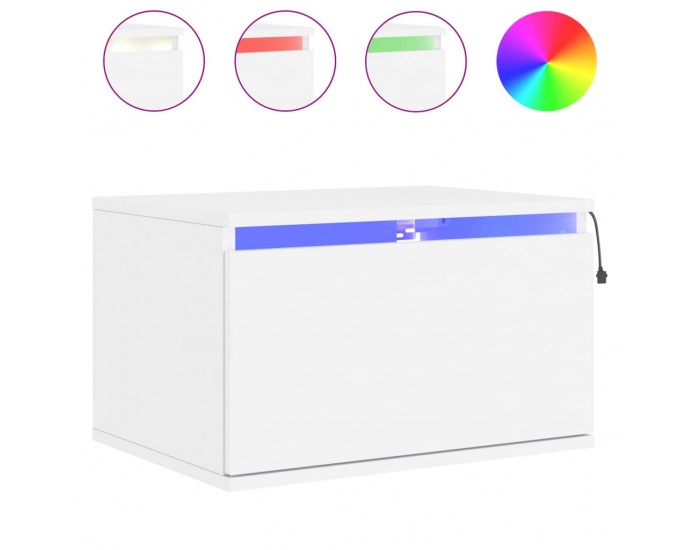 Sonata H Нощно шкафче за стена с LED осветление, бяло