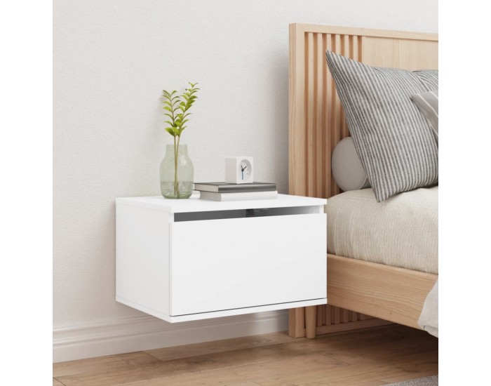 Sonata H Нощно шкафче за стена с LED осветление, бяло