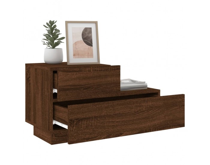 Sonata H Нощно шкафче с LED осветление, кафяв дъб, 70x36x40,5 см