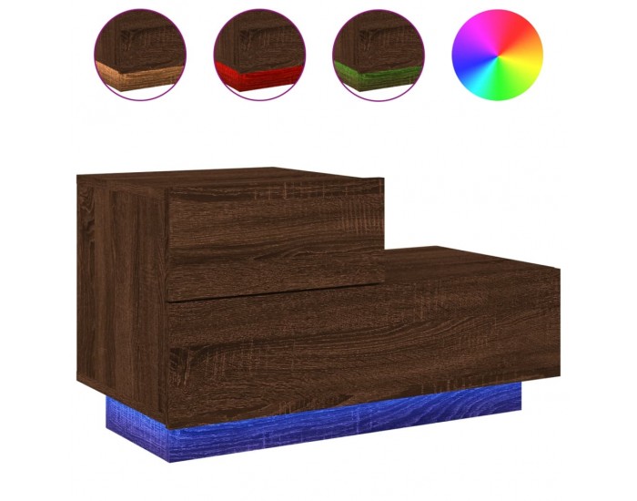 Sonata H Нощно шкафче с LED осветление, кафяв дъб, 70x36x40,5 см