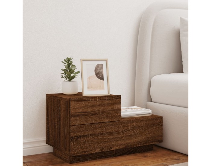 Sonata H Нощно шкафче с LED осветление, кафяв дъб, 70x36x40,5 см