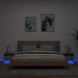 Sonata H Нощни шкафчета с LED осветление, 2 бр, бетонно сив, 40x39x37 см - Нощни шкафчета