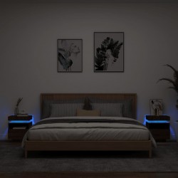 Sonata H Нощни шкафчета с LED осветление, 2 бр, кафяв дъб, 40x39x48,5 см - Нощни шкафчета