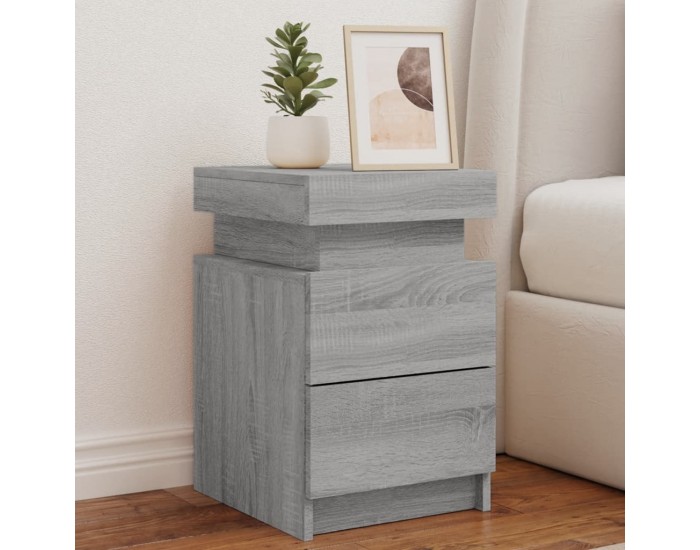 Sonata H Нощни шкафчета с LED осветление, 2 бр, сив сонома, 35x39x55 см