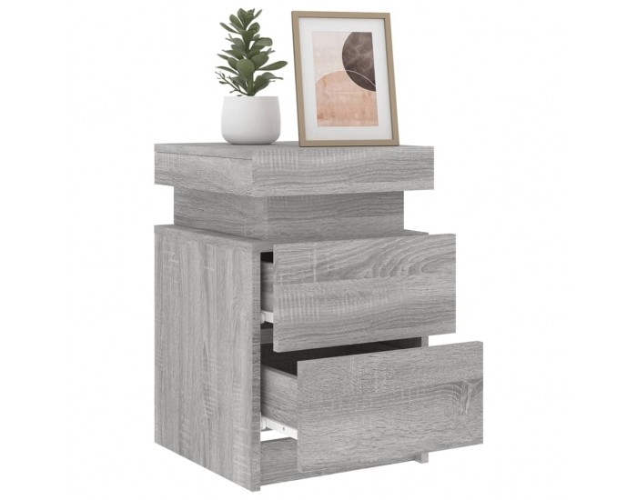Sonata H Нощни шкафчета с LED осветление, 2 бр, сив сонома, 35x39x55 см