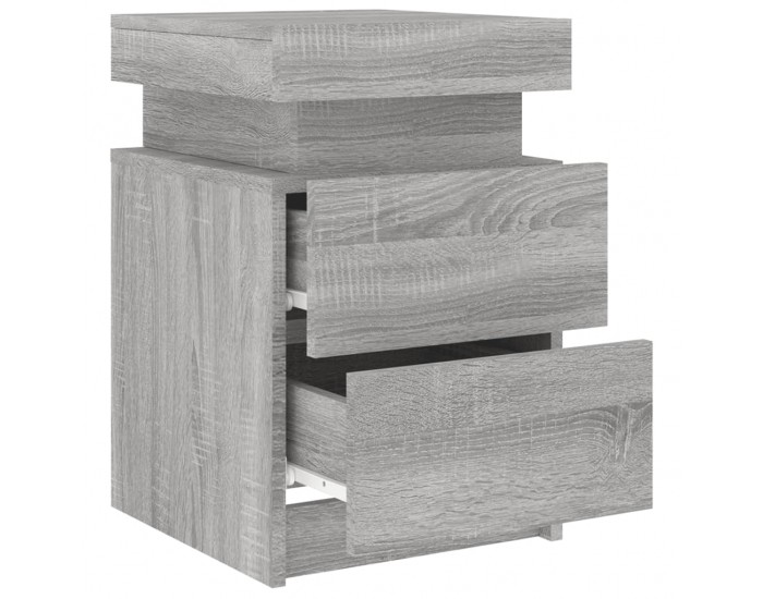Sonata H Нощни шкафчета с LED осветление, 2 бр, сив сонома, 35x39x55 см