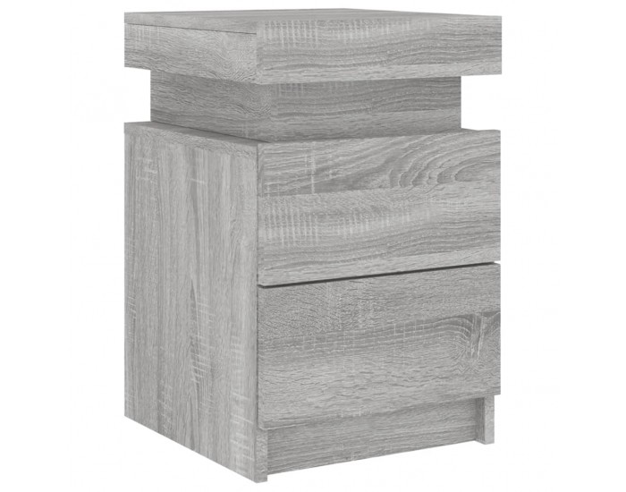Sonata H Нощни шкафчета с LED осветление, 2 бр, сив сонома, 35x39x55 см