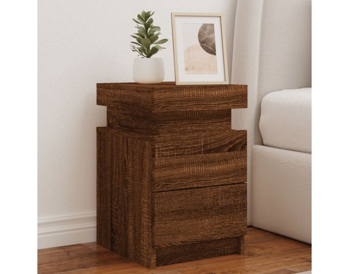 Sonata H Нощни шкафчета с LED осветление, 2 бр, кафяв дъб, 35x39x55 см