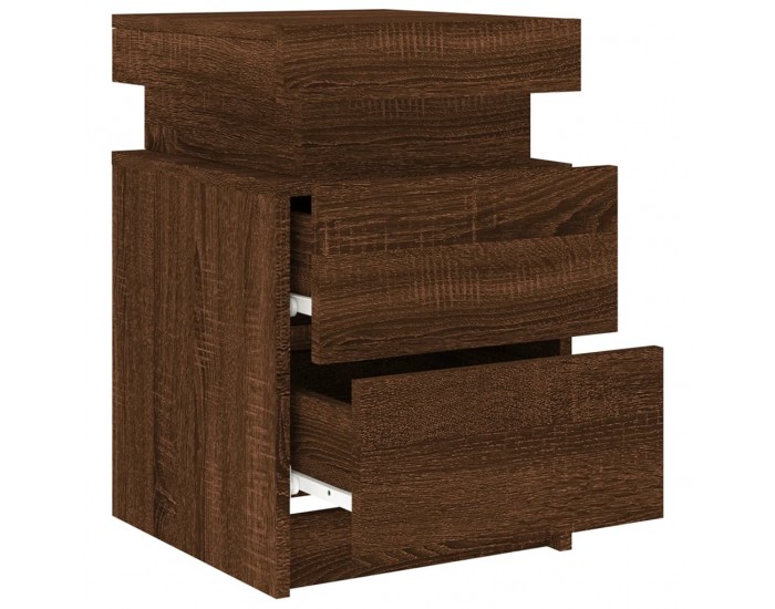 Sonata H Нощни шкафчета с LED осветление, 2 бр, кафяв дъб, 35x39x55 см