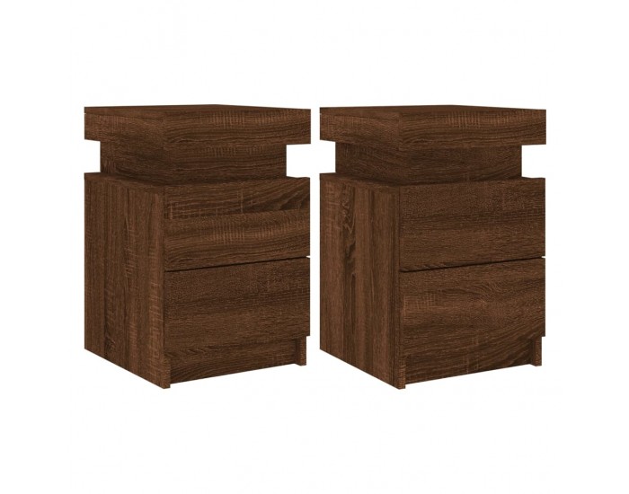 Sonata H Нощни шкафчета с LED осветление, 2 бр, кафяв дъб, 35x39x55 см