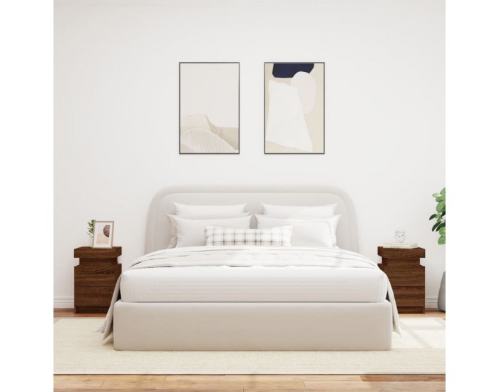 Sonata H Нощни шкафчета с LED осветление, 2 бр, кафяв дъб, 35x39x55 см