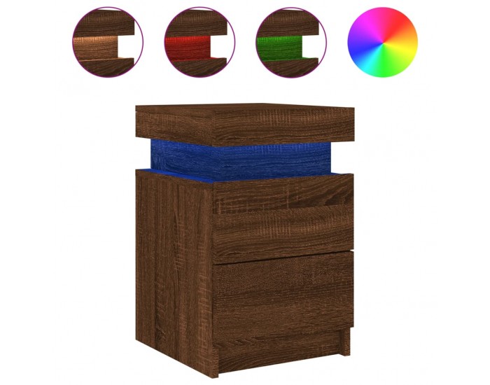 Sonata H Нощни шкафчета с LED осветление, 2 бр, кафяв дъб, 35x39x55 см