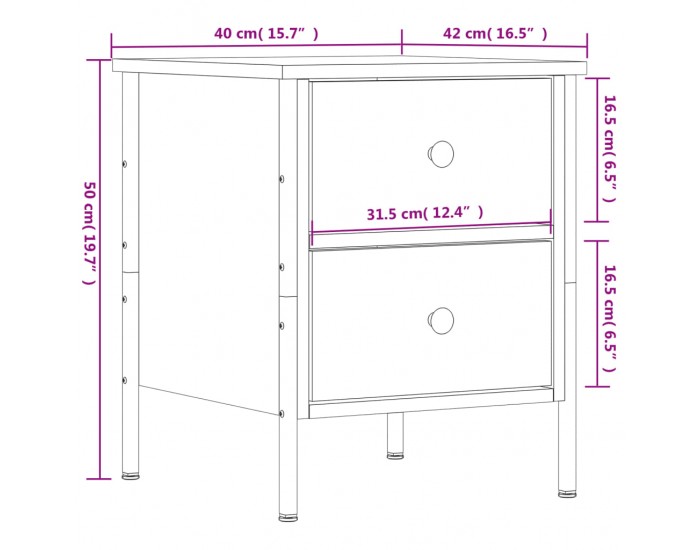 Sonata H Нощно шкафче, черно, 40x42x50 см, инженерно дърво