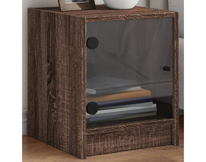 Sonata H Нощно шкафче със стъклена врата кафяв дъб 35x37x42 см