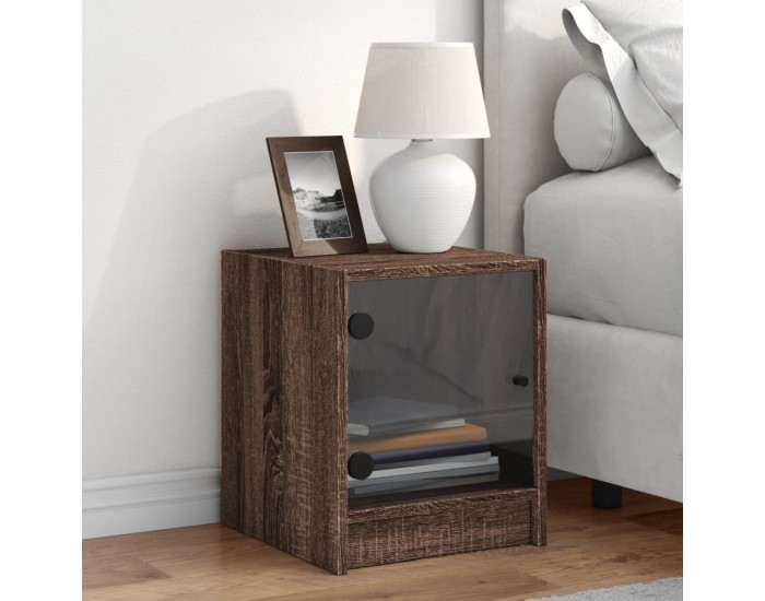 Sonata H Нощно шкафче със стъклена врата кафяв дъб 35x37x42 см