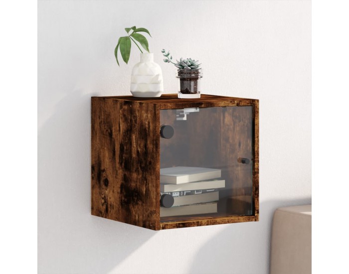 Sonata H Нощно шкафче със стъклена врата опушен дъб 35x37x35 см