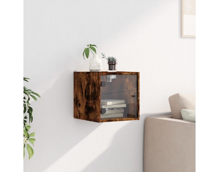 Sonata H Нощно шкафче със стъклена врата опушен дъб 35x37x35 см