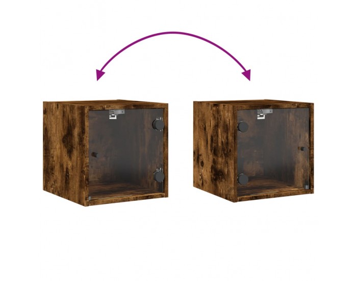 Sonata H Нощно шкафче със стъклена врата опушен дъб 35x37x35 см