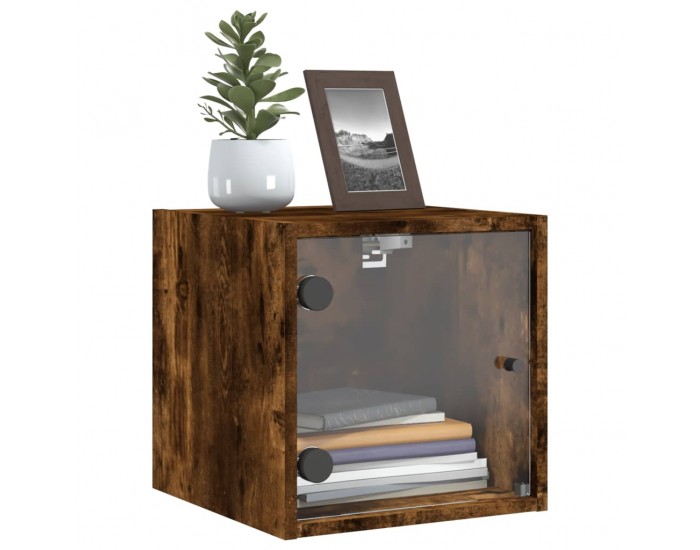 Sonata H Нощно шкафче със стъклена врата опушен дъб 35x37x35 см