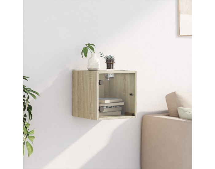 Sonata H Нощно шкафче със стъклена врата дъб сонома 35x37x35 см