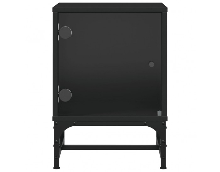 Sonata H Нощни шкафчета със стъклени врати 2 бр черно 35x37x50 см