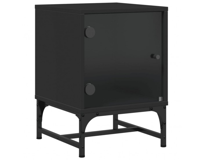 Sonata H Нощни шкафчета със стъклени врати 2 бр черно 35x37x50 см