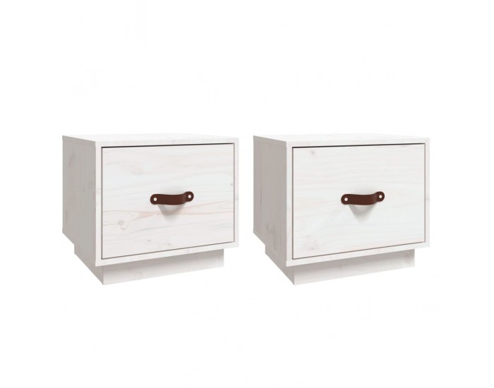Sonata H Нощни шкафчета, 2 бр, бели, 40x34x35 см, борово дърво масив