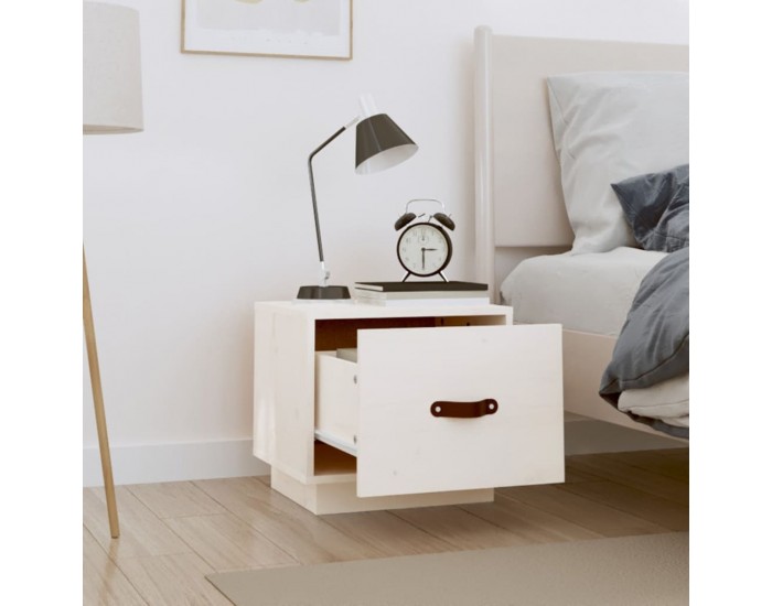 Sonata H Нощни шкафчета, 2 бр, бели, 40x34x35 см, борово дърво масив