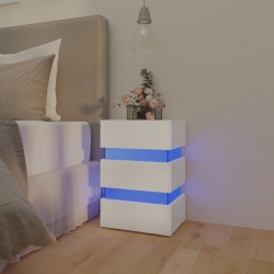 Sonata H Нощно шкафче с LED, бяло, 45x35x67 см, инженерно дърво - Нощни шкафчета