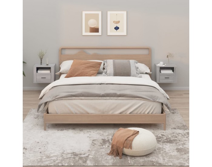 Sonata H Нощни шкафчета за стенен монтаж, 2 бр,сив сонома, 50x36x40 см