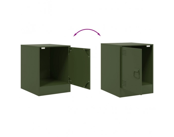 Sonata H Нощни шкафчета 2 бр маслиненозелени 34,5x39x44 см стомана