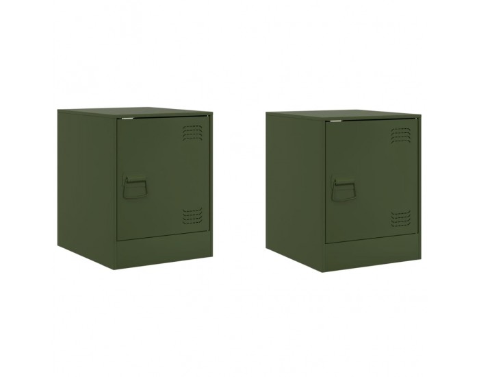 Sonata H Нощни шкафчета 2 бр маслиненозелени 34,5x39x44 см стомана