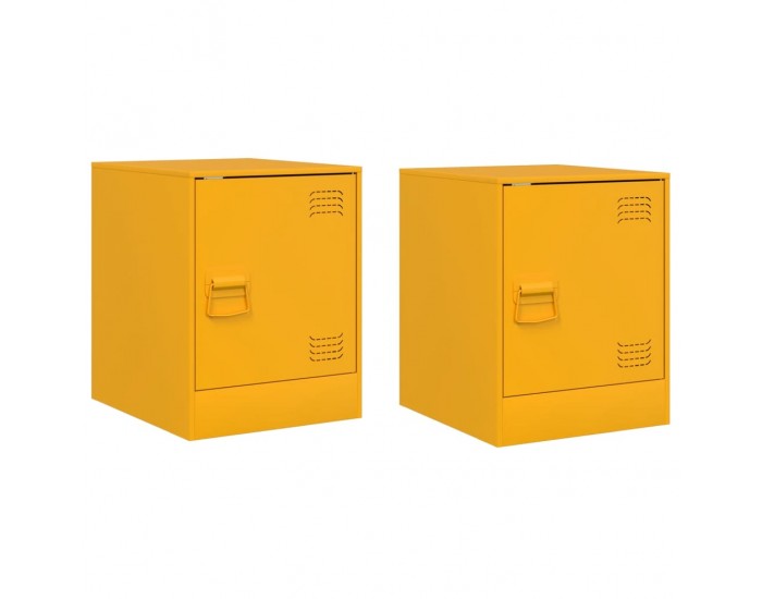 Sonata H Нощни шкафчета 2 бр горчица жълто 34,5x39x44 см стомана