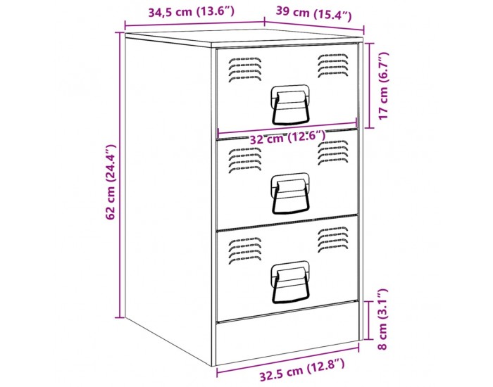 Sonata H Нощно шкафче, бяло, 34,5x39x62 см, стомана