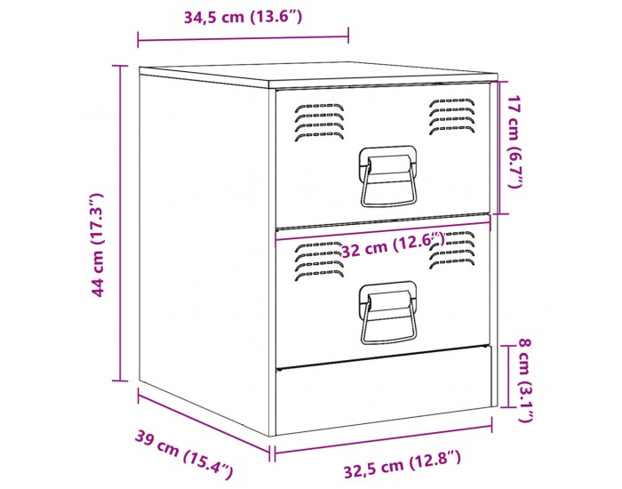 Sonata H Нощно шкафче, антрацит, 34,5x39х44 см, стомана