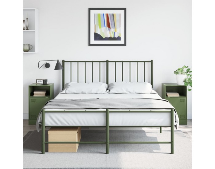 Sonata H Нощни шкафчета 2 бр маслиненозелени 34,5x39x62 см стомана