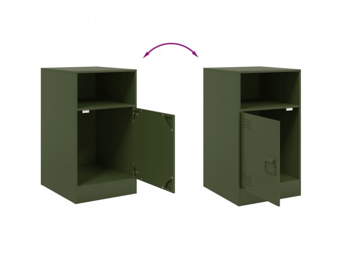 Sonata H Нощни шкафчета 2 бр маслиненозелени 34,5x39x62 см стомана