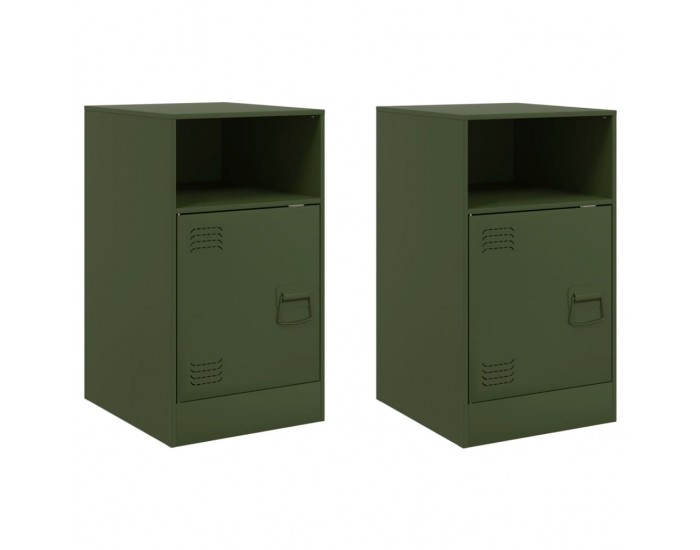 Sonata H Нощни шкафчета 2 бр маслиненозелени 34,5x39x62 см стомана