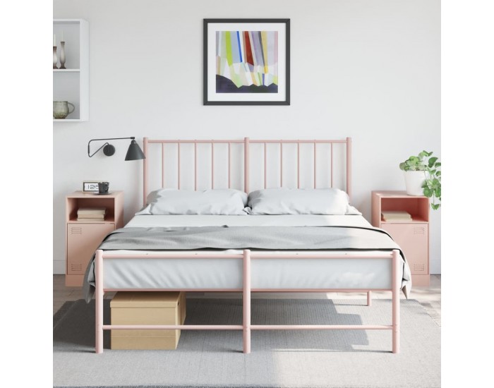 Sonata H Нощни шкафчета, 2 бр, розови, 34,5x39x62 см, стомана