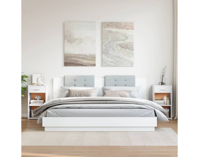 Sonata H Нощни шкафчета, 2 бр, бели, 35x34x65 см, инженерно дърво