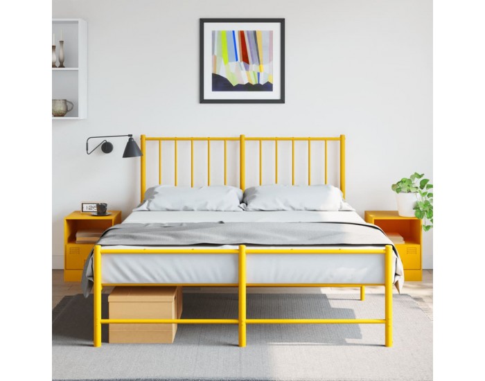 Sonata H Нощни шкафчета 2 бр горчица жълто 34,5x39x44 см стомана