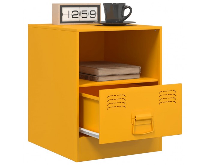 Sonata H Нощни шкафчета 2 бр горчица жълто 34,5x39x44 см стомана