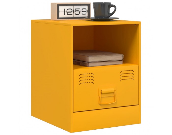 Sonata H Нощни шкафчета 2 бр горчица жълто 34,5x39x44 см стомана