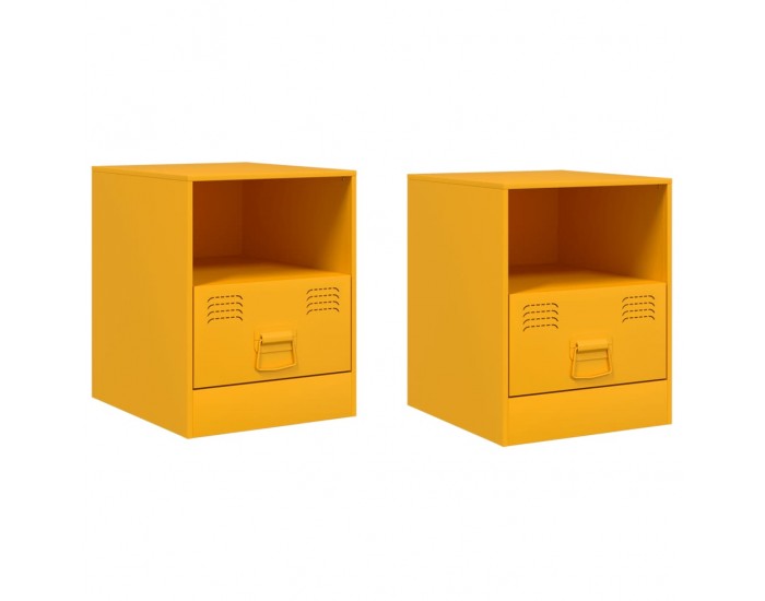 Sonata H Нощни шкафчета 2 бр горчица жълто 34,5x39x44 см стомана