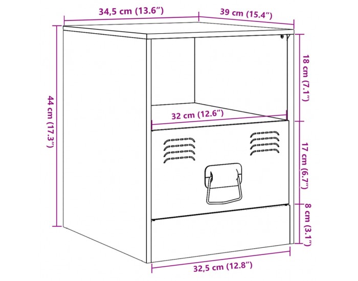 Sonata H Нощни шкафчета 2 бр горчица жълто 34,5x39x44 см стомана
