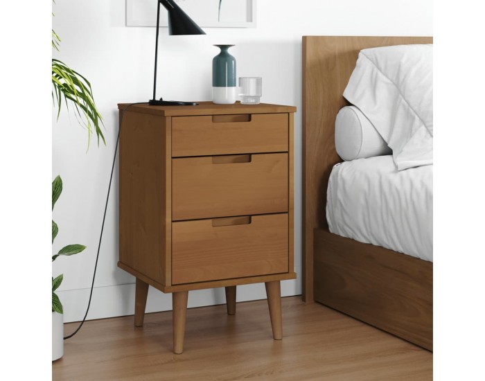 Sonata H Нощно шкафче MOLDE, кафяво, 40x35x65 см, борово дърво масив