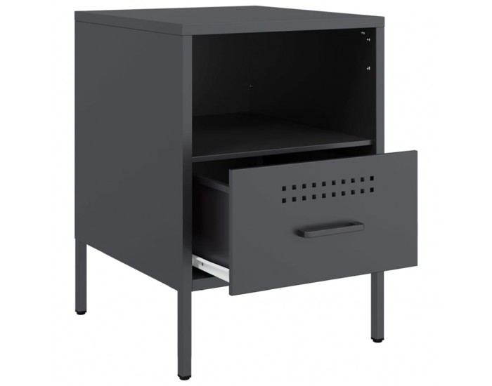 Sonata H Нощни шкафчета, 2 бр, антрацит, 36x39x50,5 см, стомана