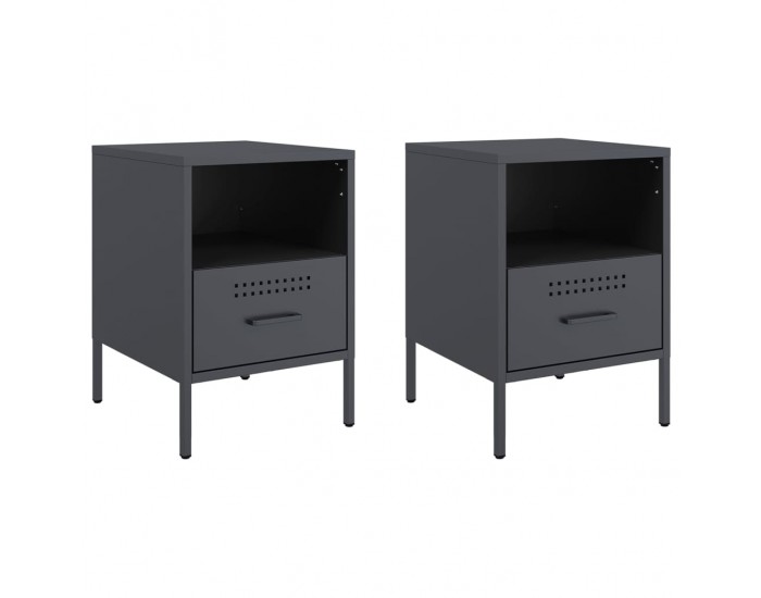 Sonata H Нощни шкафчета, 2 бр, антрацит, 36x39x50,5 см, стомана